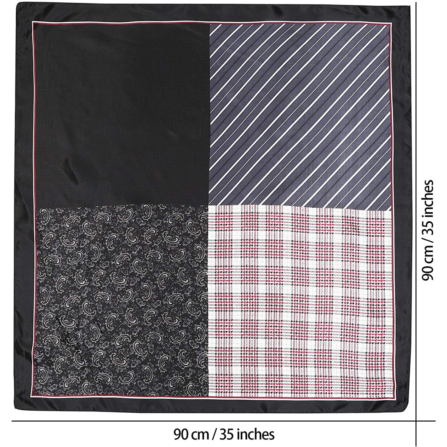 35” Satin Large Square Head Scarves - 4PCS Silk like Neck Scarf Hair Sleeping Wraps Lightweight Satin Silk Scarfs