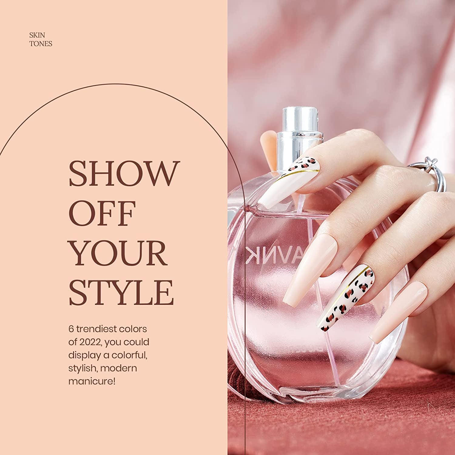 Nail Set 6 Colors Skin Tones Collection Nude Pink Brown Neutral Soak off Led Lamp Needed Manicure Diy Home for Women