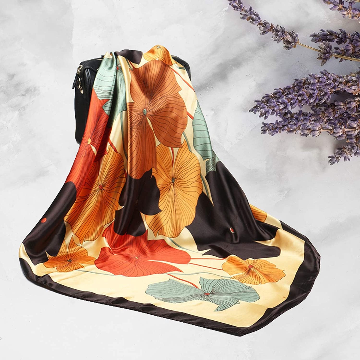 35 Inches Women Head Scarf Hair Bandanas - 4PCS Square Satin Head Scarves for Women Silk like Hair Kerchief Banadanas