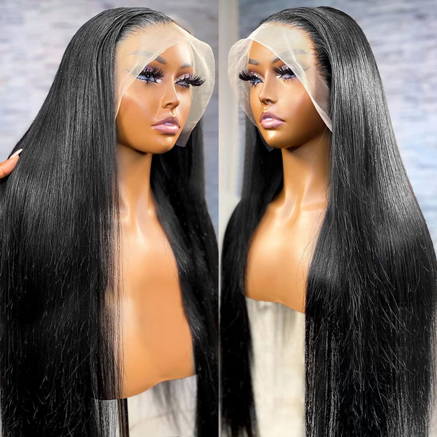 Straight Lace Front Wigs Human Hair Pre Plucked 13X4 Transparent HD Lace Frontal Wigs 180% Density Glueless Lace Front Wig Brazilian Virgin Human Hair Wig for Black Women with Baby Hair 24 Inch