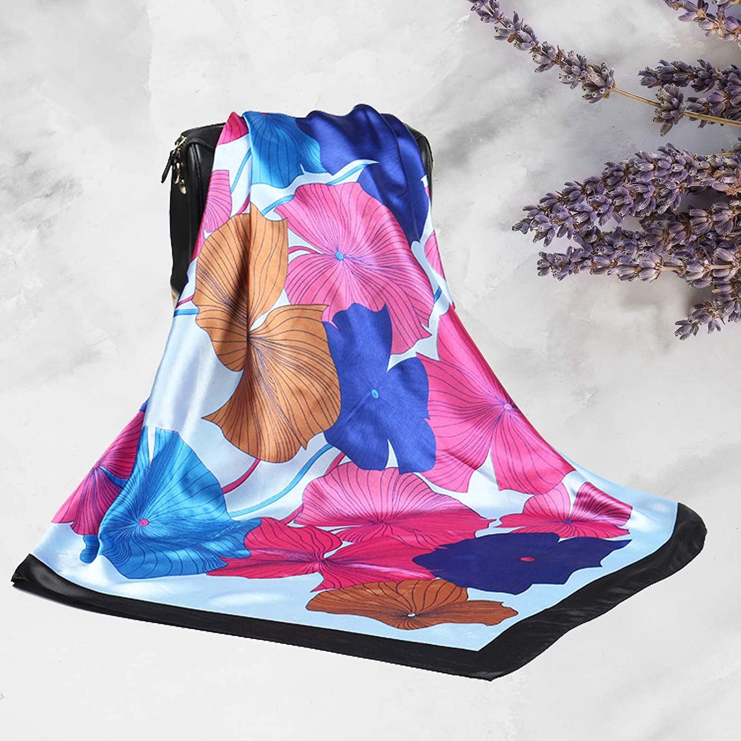 35 Inches Women Head Scarf Hair Bandanas - 4PCS Square Satin Head Scarves for Women Silk like Hair Kerchief Banadanas
