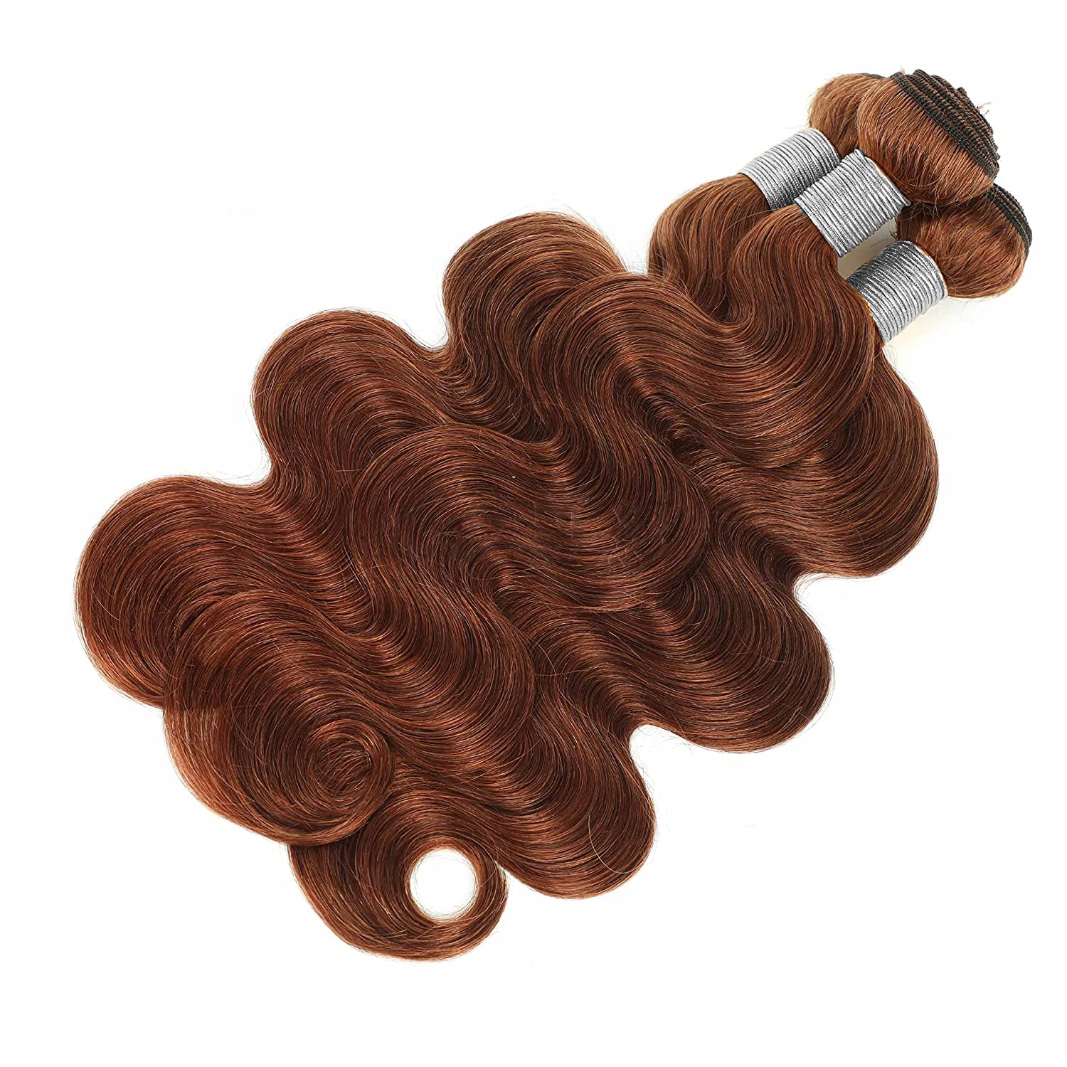 Reddish Brown Bundles Body Wave Bundles Human Hair Red Brown Colored 10A Brazilian Virgin Remy Wavy Hair Bundles Auburn Brown Copper Red Soft Thick Sew in Weave 3 Bundles 33B Color 14 16 18 Inch