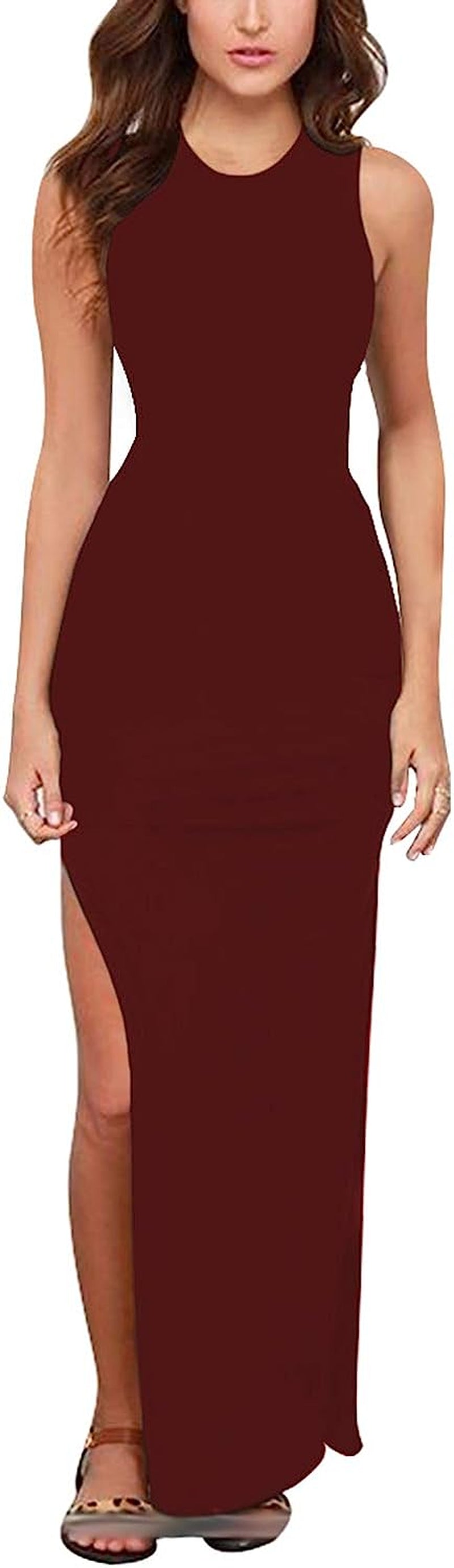 Women'S Party Beach Vacation High Slit Summer Maxi Long Bodycon Dress