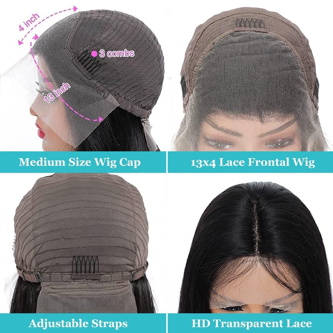 24 Inch Straight Lace Front Wigs Human Hair 180% Density 13X4 Lace Front Wigs Human Hair Glueless Brazilian Virgin HD Transparent Lace Frontal Wigs Human Hair Pre Plucked with Baby Hair