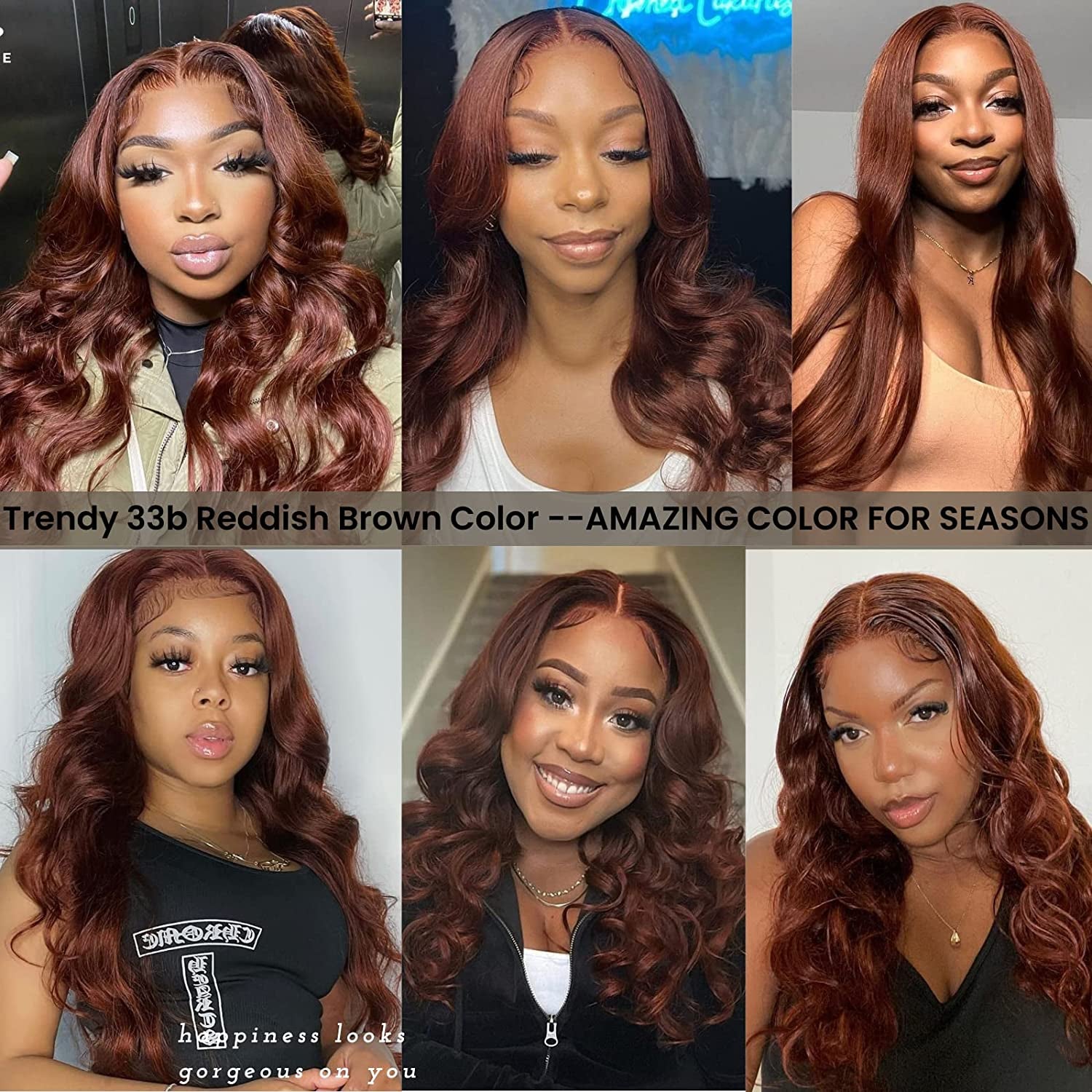 Reddish Brown Bundles Body Wave Bundles Human Hair Red Brown Colored 10A Brazilian Virgin Remy Wavy Hair Bundles Auburn Brown Copper Red Soft Thick Sew in Weave 3 Bundles 33B Color 14 16 18 Inch