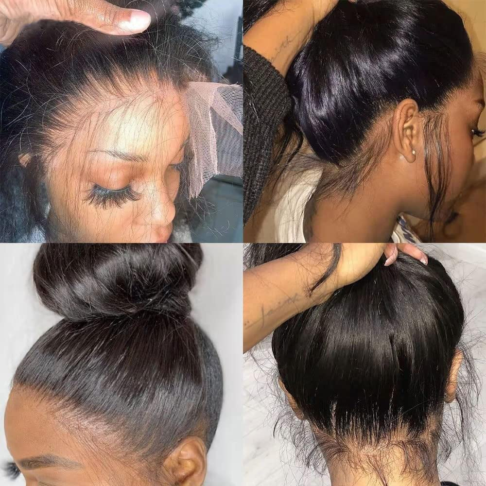 360 Body Wave Full Lace Frontal Wigs Human Hair 180 Density HD Transparent Body Wave Wigs Pre Plucked with Baby Hair Brazilian Virgin Lace Front Human Hair Wigs for Black Women Natural Color(20 Inch)