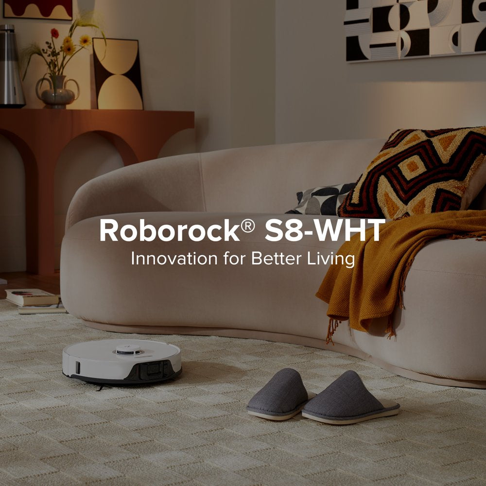 ® S8-WHT Robot Vacuum Cleaner and Sonic Mopping with Duoroller™ Brush, 6000 Pa, and Obstacle Avoidance