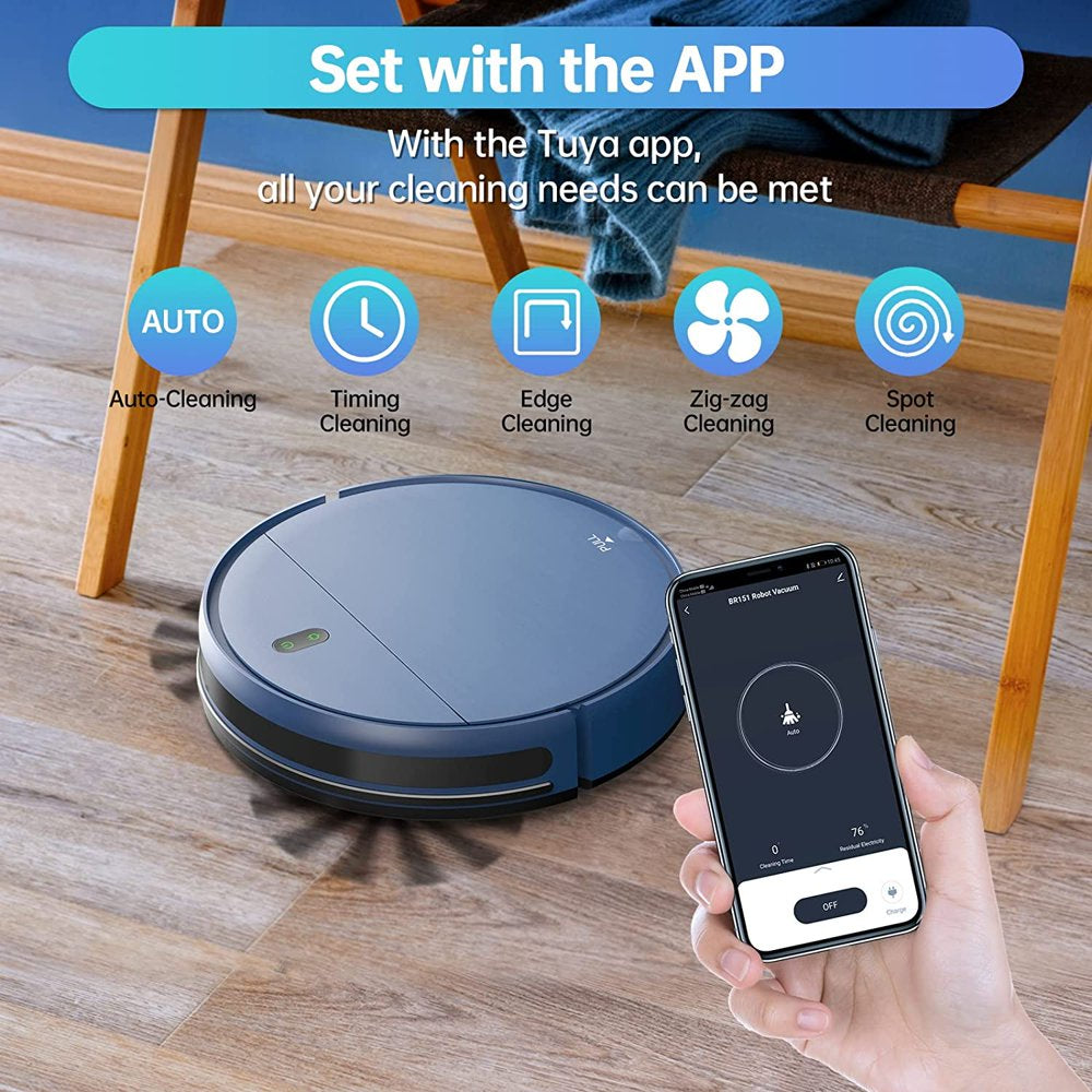 Robot Vacuum Cleaner, Robot Vacuum and Mop Combo Compatible with Alexa/Wifi/App, Self-Charging, 230ML Water Tank for Pet Hair, Hard Floors and Low Pile Carpet (Blue)