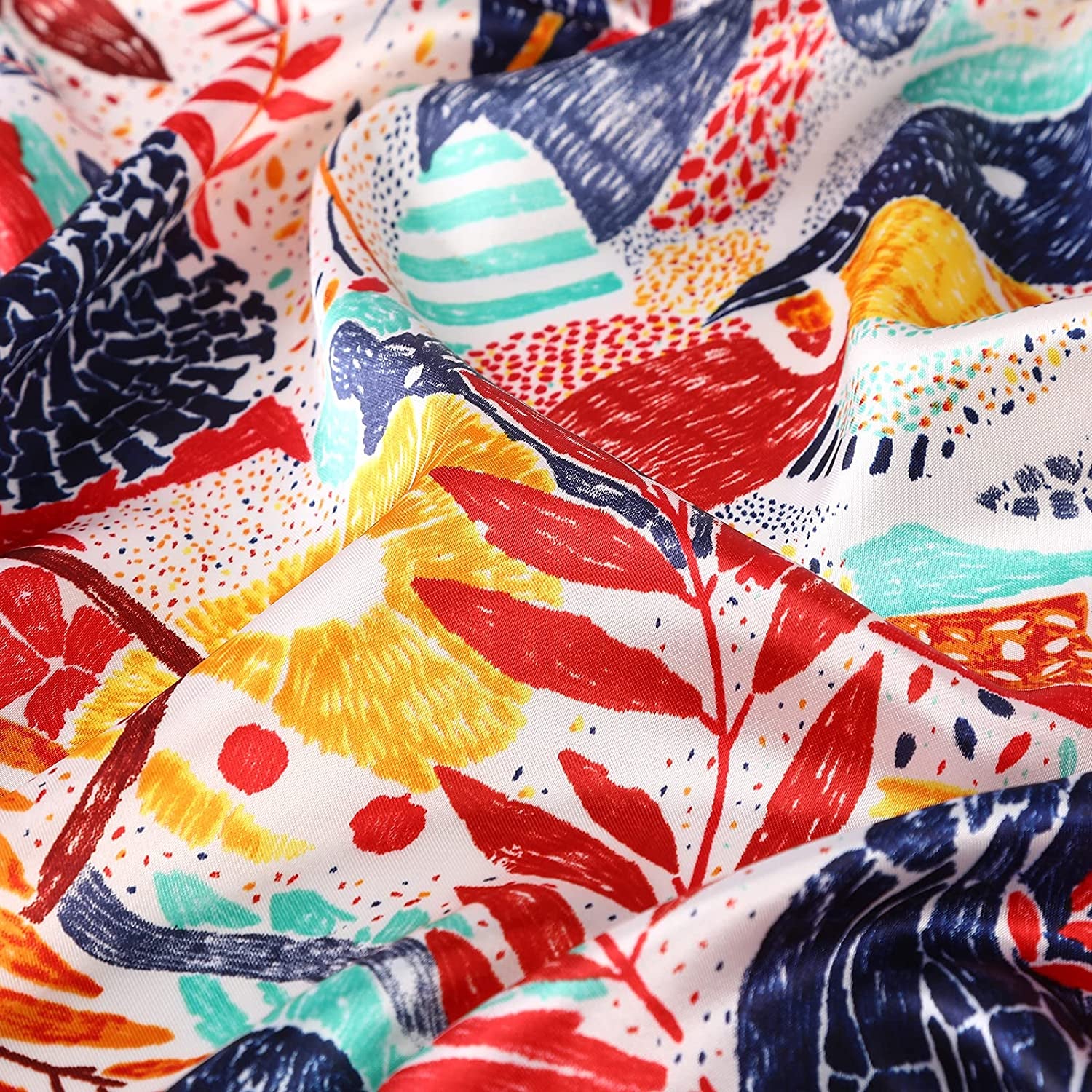 35” Large Satin Square Head Scarf - 2Pcs Silk like Floral Head Scarves Square Satin Hair Scarf Bandanas for Women