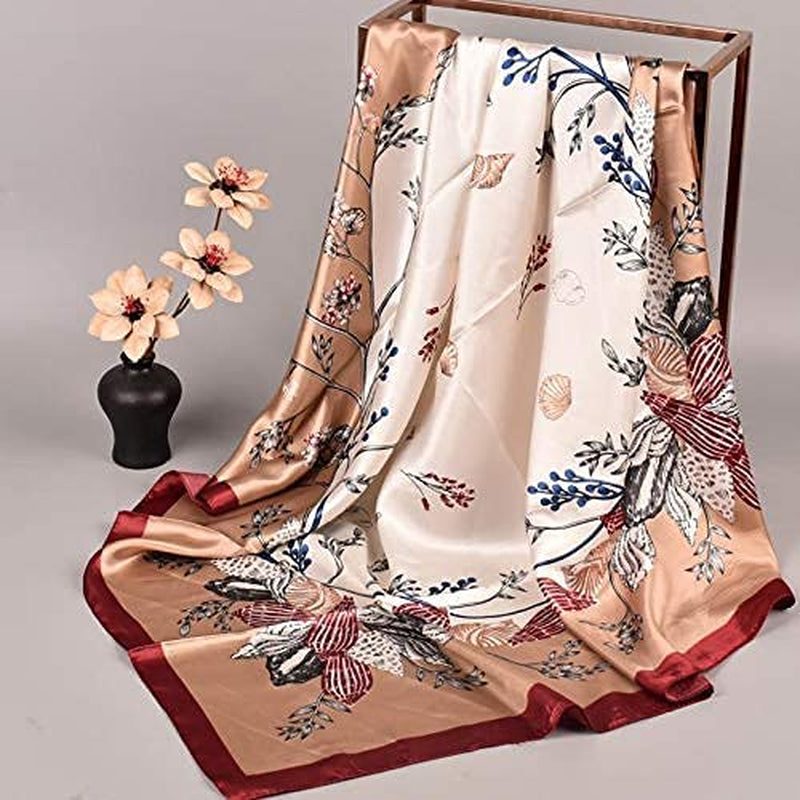 5PCS Large Satin Head Scarves - Silk Square like Neck Scarf Hair Wraps Headscarf for Sleeping Head Scarf Bundle 35 Inch