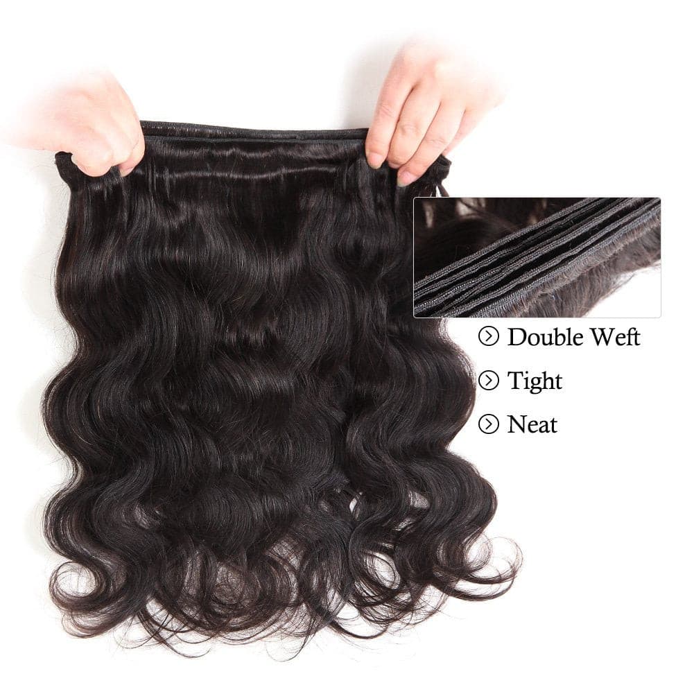 Body Wave Human Hair 3 Bundles Double Weft 10A Brazilian Hair Bundles (18/20/22 Inch, 3 Bundles)