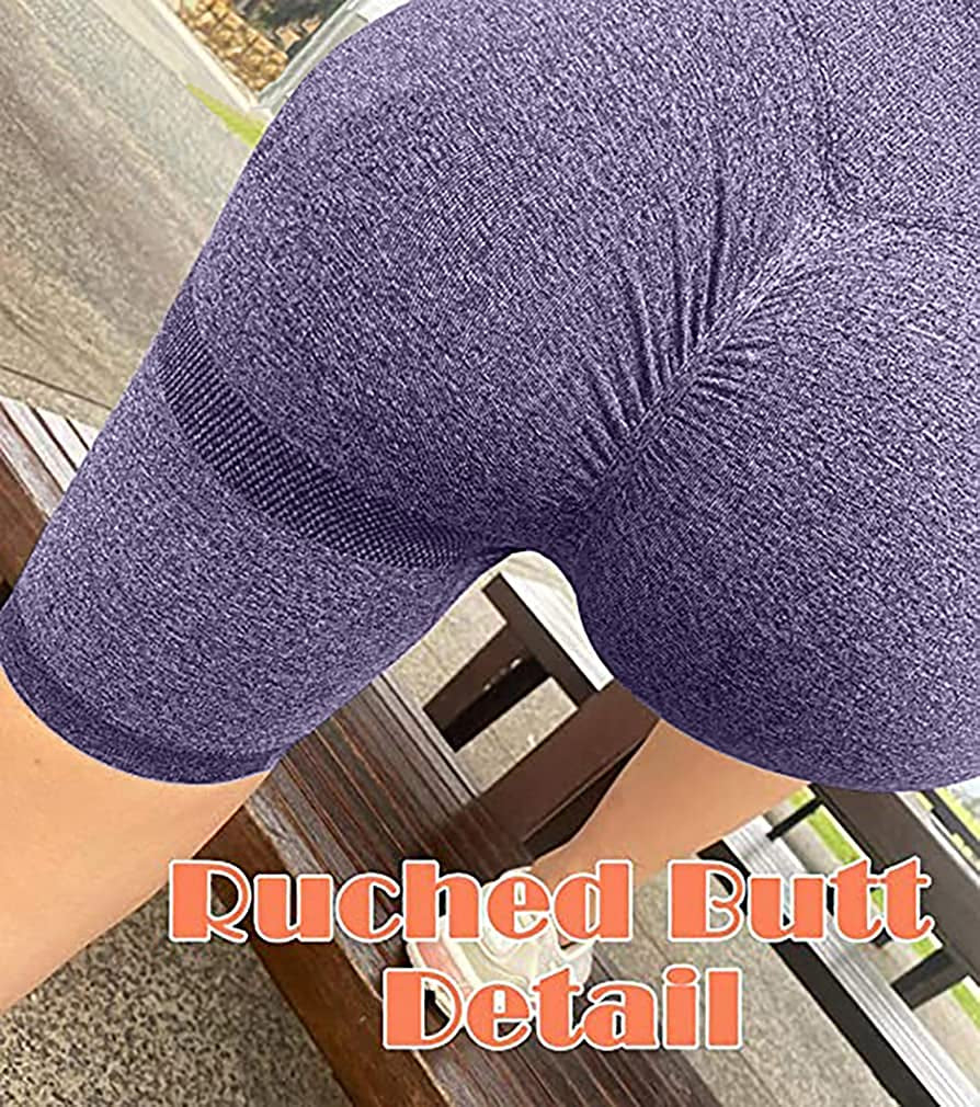 Women'S 3 Piece Butt Lifting Yoga Shorts Workout High Waist Tummy Control Ruched Booty Pants