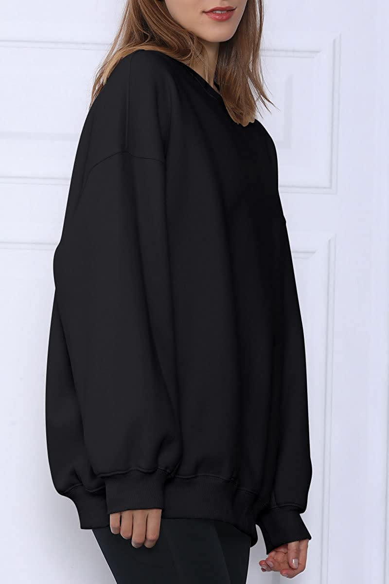 Womens Oversized Sweatshirts Hoodies Fleece Crew Neck Pullover Sweaters Casual Comfy Fall Fashion Outfits Clothes 2023