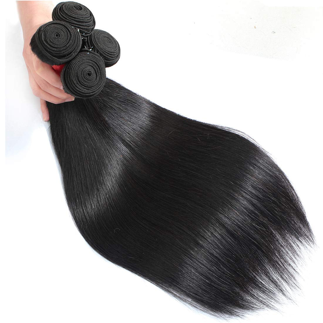 Misoun Brazilian Virgin Human Hair Straight Hair One Bundle 22Inch 100% Unprocessed Virgin Straight Human Hair Bundle Extension Weave Weft Natural Black Color (100+/-5G)/Bundle Can Be Dyed