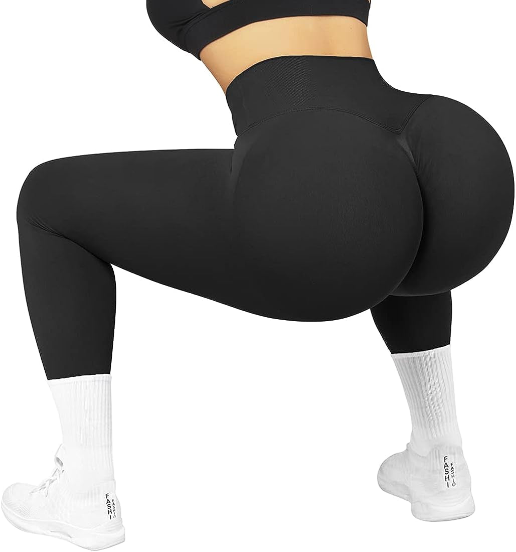 Women Crossover Seamless Leggings Butt Lifting High Waisted Workout Yoga Pants