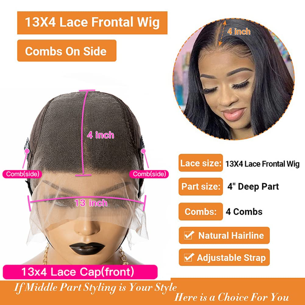 MDL 13X4 Lace Front Wigs Human Hair 180% Density Lace Front Wigs Human Hair Pre Plucked 100% Brazilian Virgin Hair Transparent Lace Frontal Wigs Human Hair Glueless (12 Inch, 13X4 Body Wave Wig)