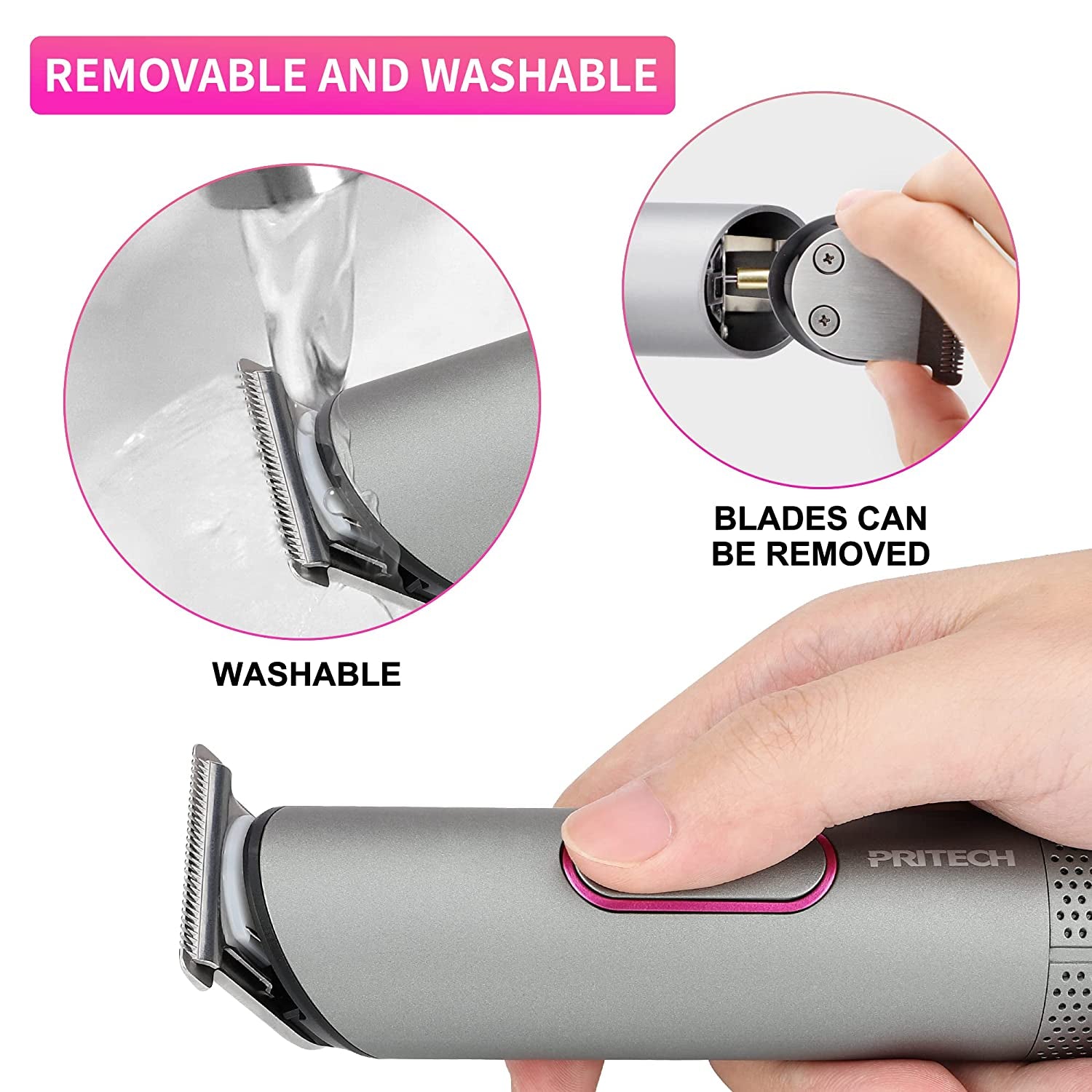 Hair Trimmer for Women, Waterproof Bikini Trimmer, Rechargeable Pubic Hair Clippers and Trimmer, Electric Shaver for Women, Women Electric Razor, Hair Cut Kit, Barber Grooming Set, Aurora Gray