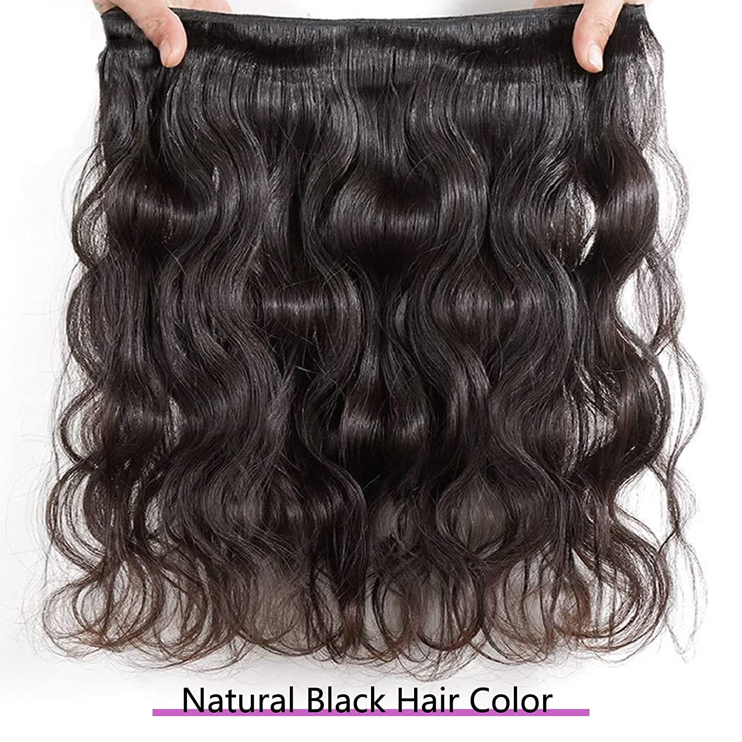 Body Wave Bundles 16 18 20 Inch 10A 3 Bundles Human Hair 100% Unprocessed Brazilian Virgin Human Hair Extensions Double Weft Anti-Shedding Bundles Natural Color Full and Thick