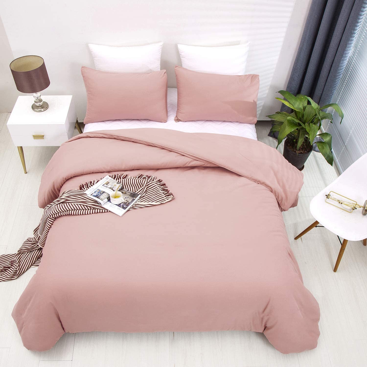 Pink Blush Comforter Set Full Mauve Bedding Comforter Sets Full Dusty Rose Bedding Sets Girls Women Bedding Pink Bed Comforter 3Pcs Blush Comforter for Full Bed