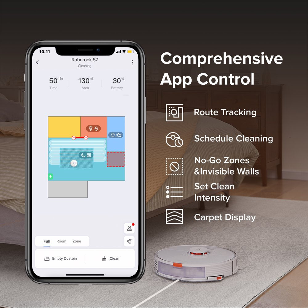 ® S7-WHT Robot Vacuum Cleaner with Sonic Mopping, Strong 2500PA Suction