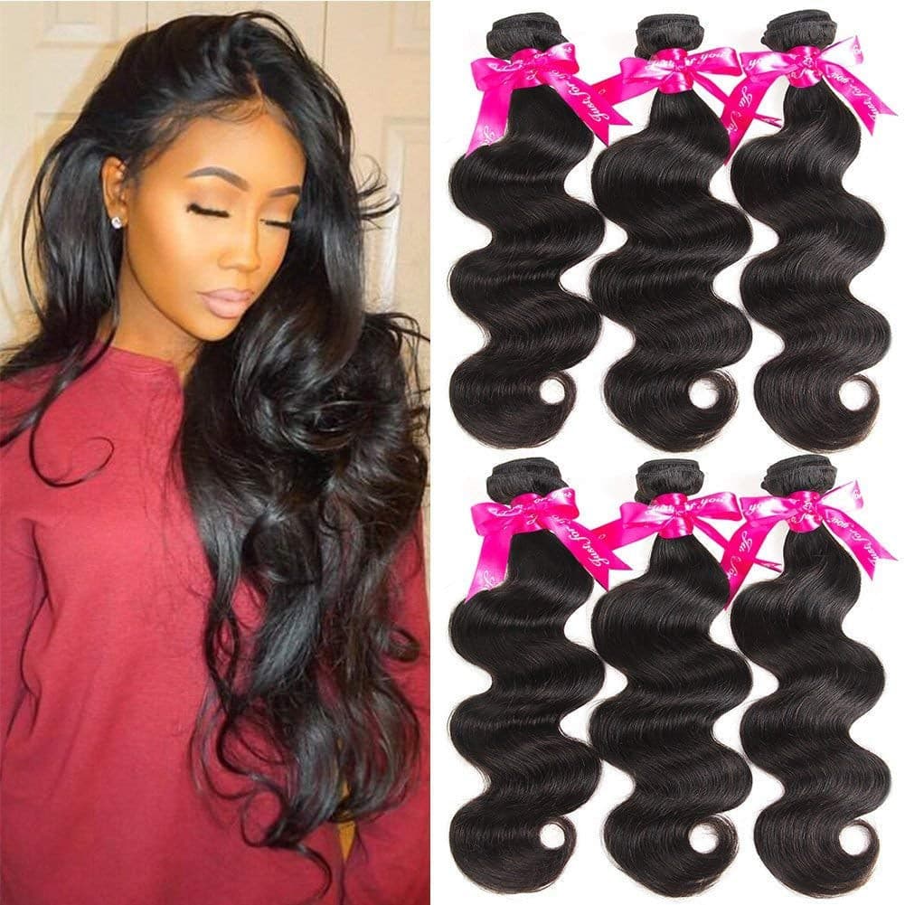 Body Wave Human Hair 3 Bundles Double Weft 10A Brazilian Hair Bundles (18/20/22 Inch, 3 Bundles)