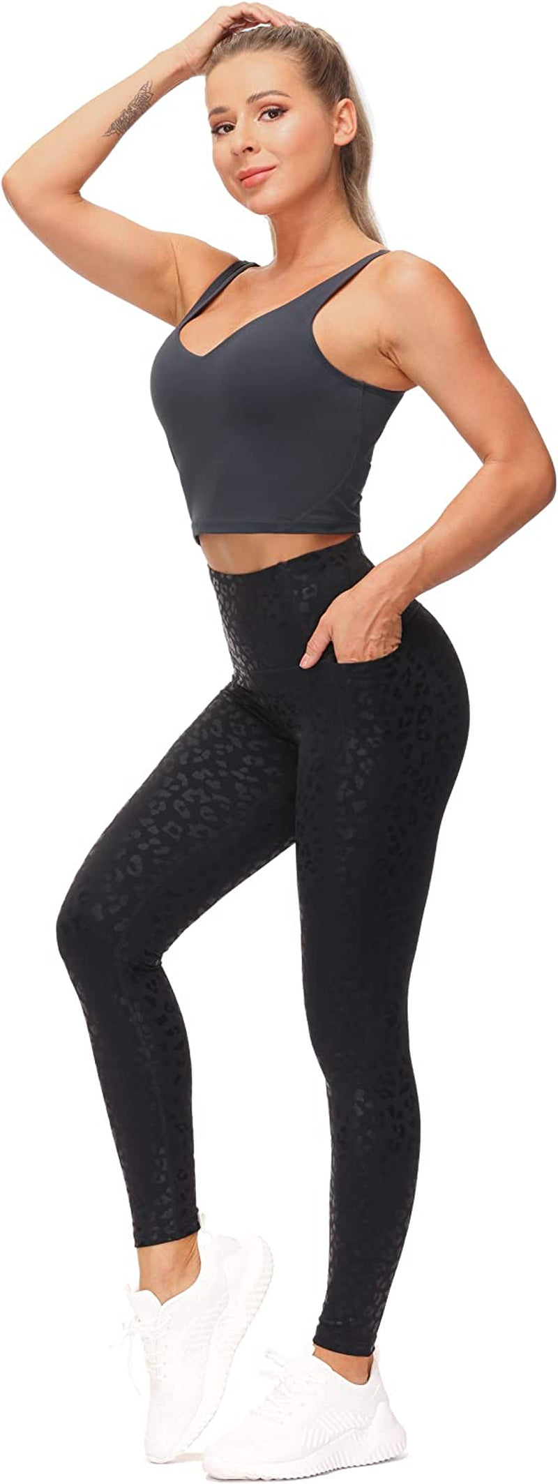 Tummy Control Workout Leggings with Pockets High Waist Athletic Yoga Pants for Women Running, Hiking
