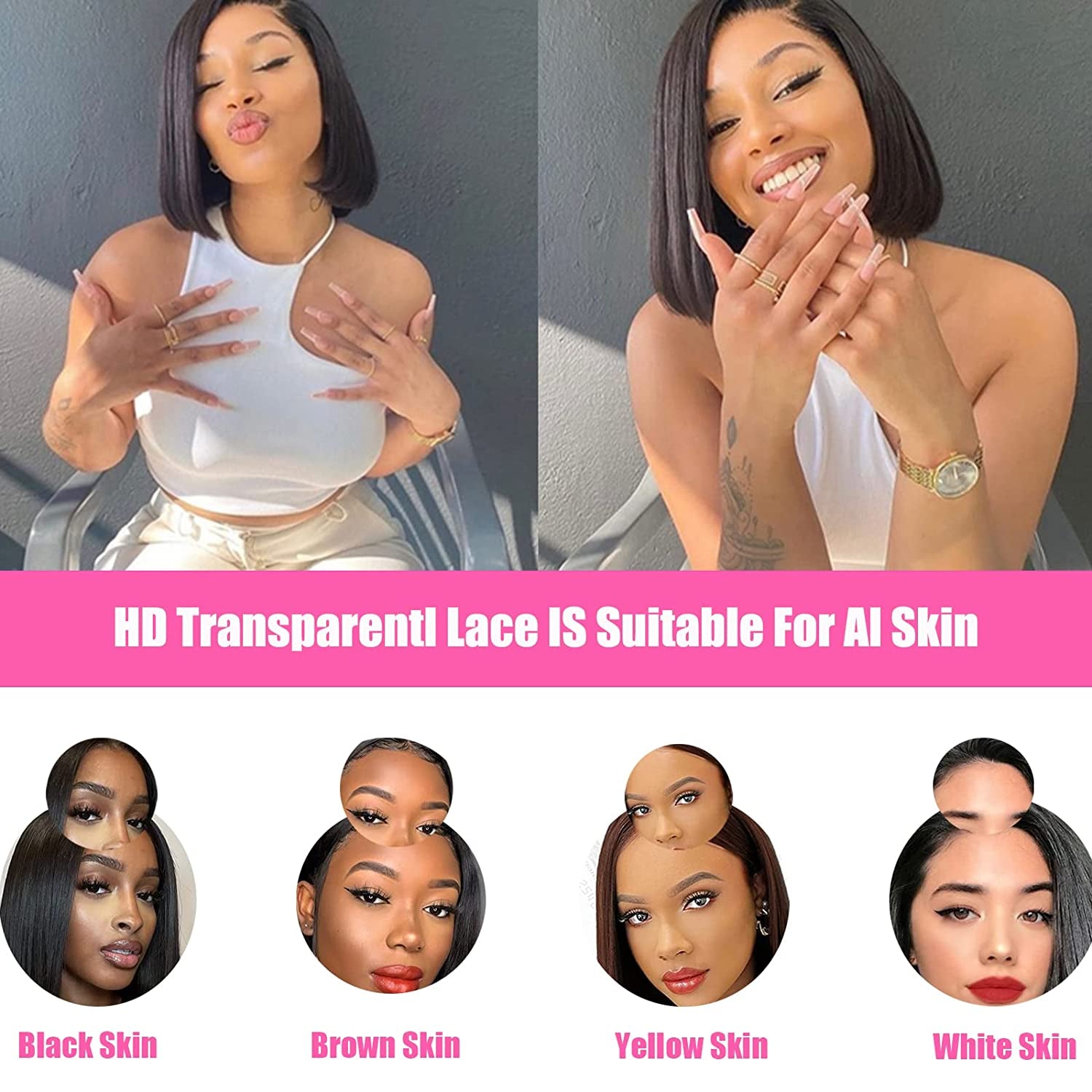 Lace Front Wigs Human Hair Bob Wigs for Black Women Human Hair Pre Plucked with Baby Hair 13X4 Lace Frontal Wig Human Hair Straight Short Bob Wigs Human Hair Glueless Brazilian Human Hair Wigs (14 Inch, Natural Color)