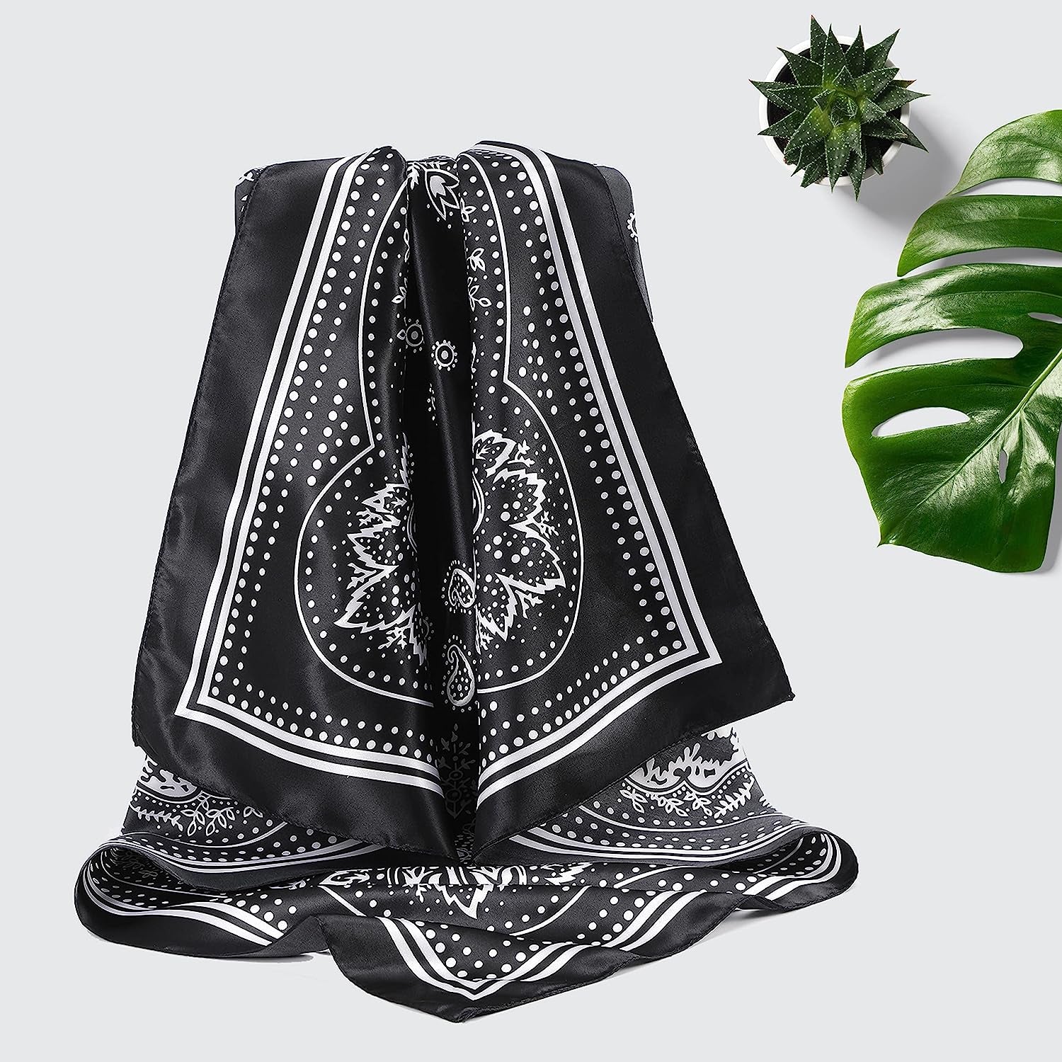 35 Inches Women Head Scarf Hair Bandanas - 4PCS Square Satin Head Scarves for Women Silk like Hair Kerchief Banadanas