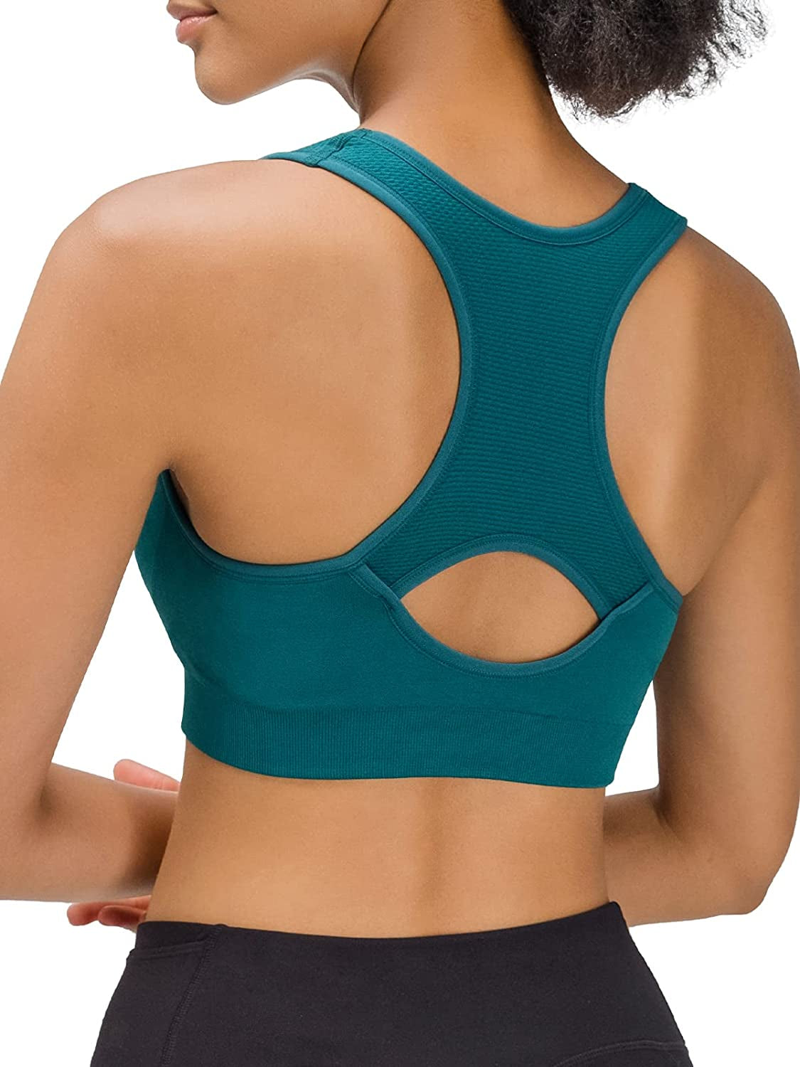 Racerback Sports Bras for Women - Padded Seamless High Impact Support for Yoga Gym Workout Fitness