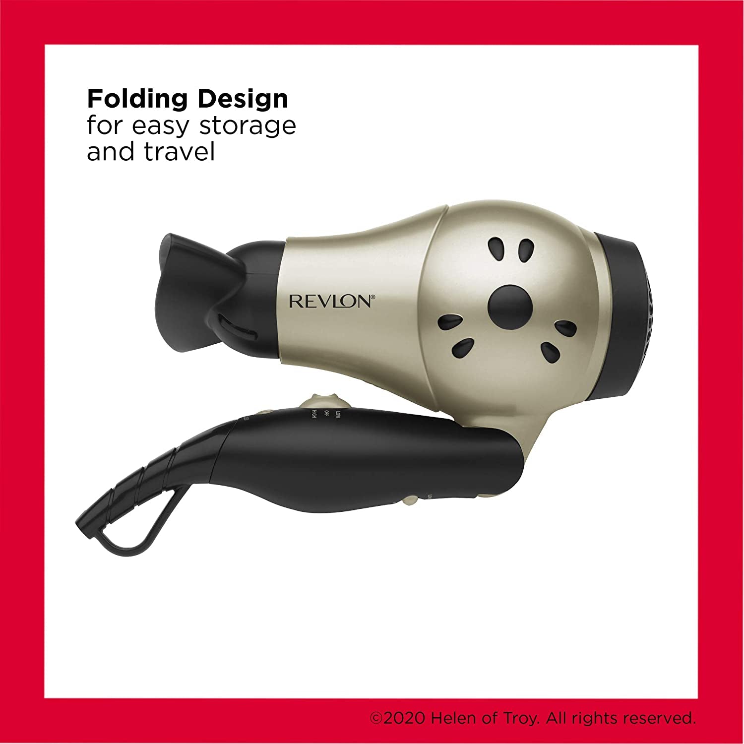 Revlon 1875W Compact Folding Handle Hair Dryer | Great for Travel