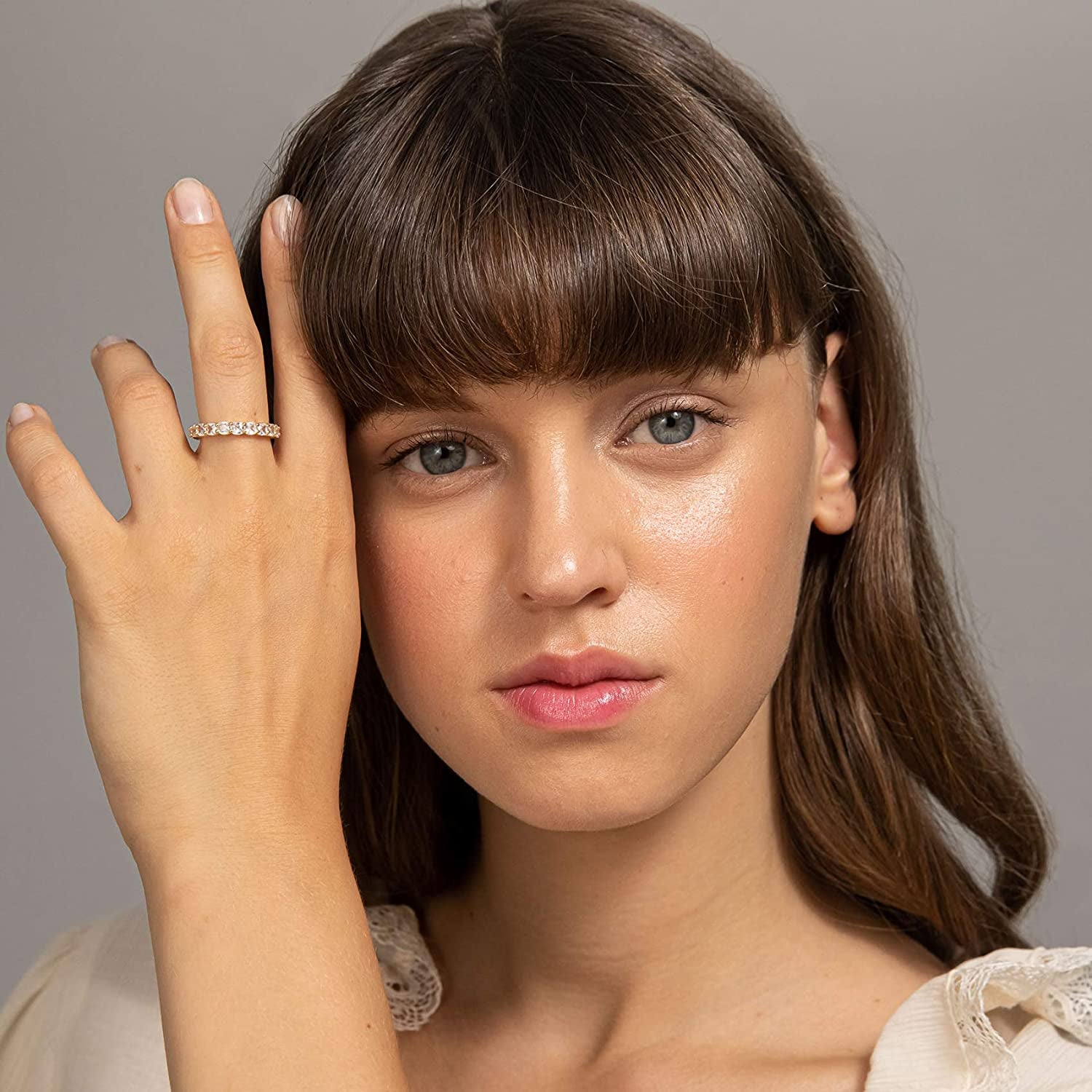 14K Gold Plated Rings Cubic Zirconia Love Ring | 3Mm Cushion Cut Stackable Rings for Women | Gold Rings for Women