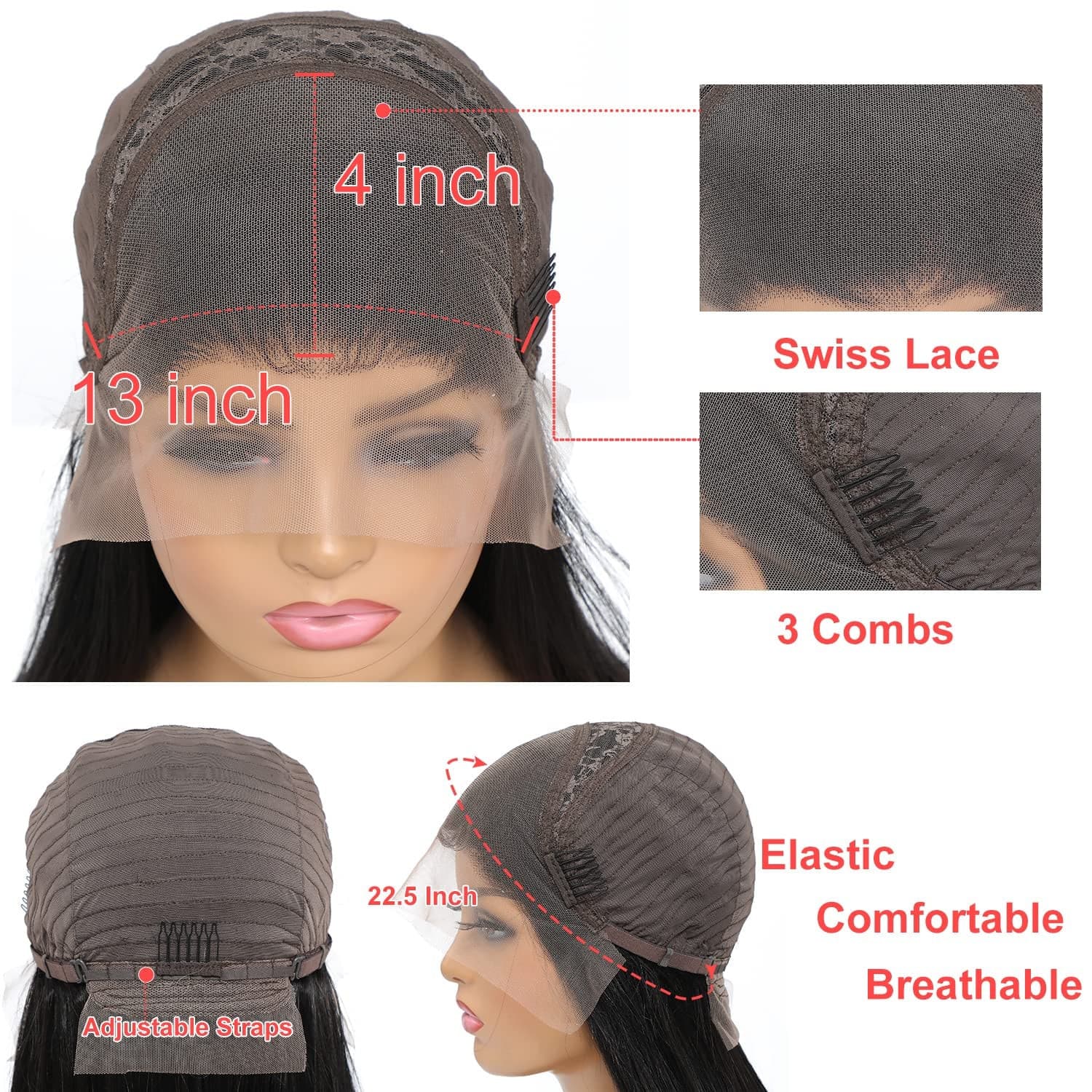 Lace Front Wigs Human Hair Straight 13X4 HD Transparent Lace Frontal Human Hair Wigs Pre Plucked with Baby Hair 150% Density Brazilian Virgin Human Hair Wigs for Black Women