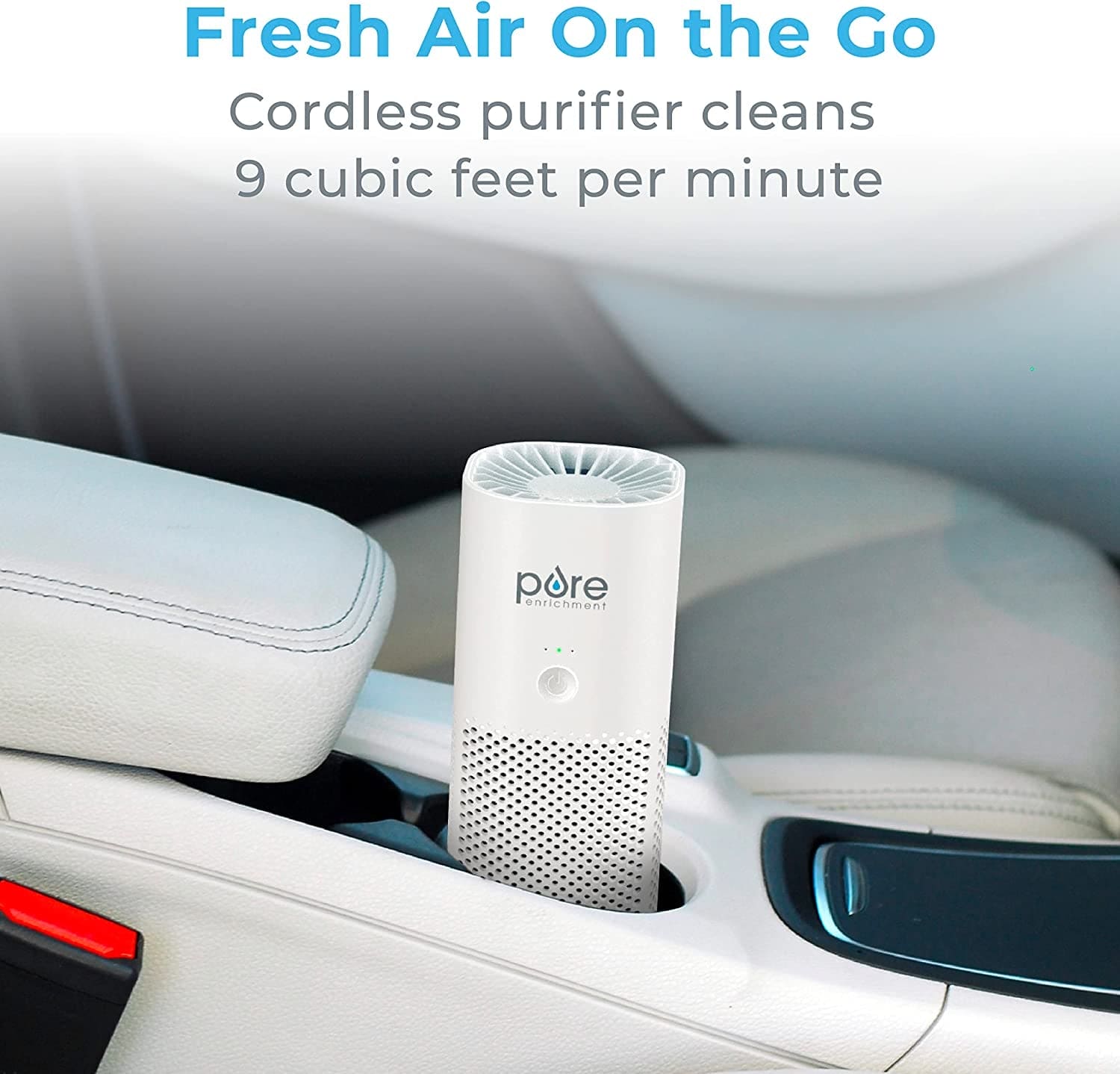 ® Purezone™ Mini Portable Air Purifier - Cordless True HEPA Filter Cleans Air & Eliminates 99.97% of Dust, Odors, & Allergens Close to You - Cars, School, & Office (White)