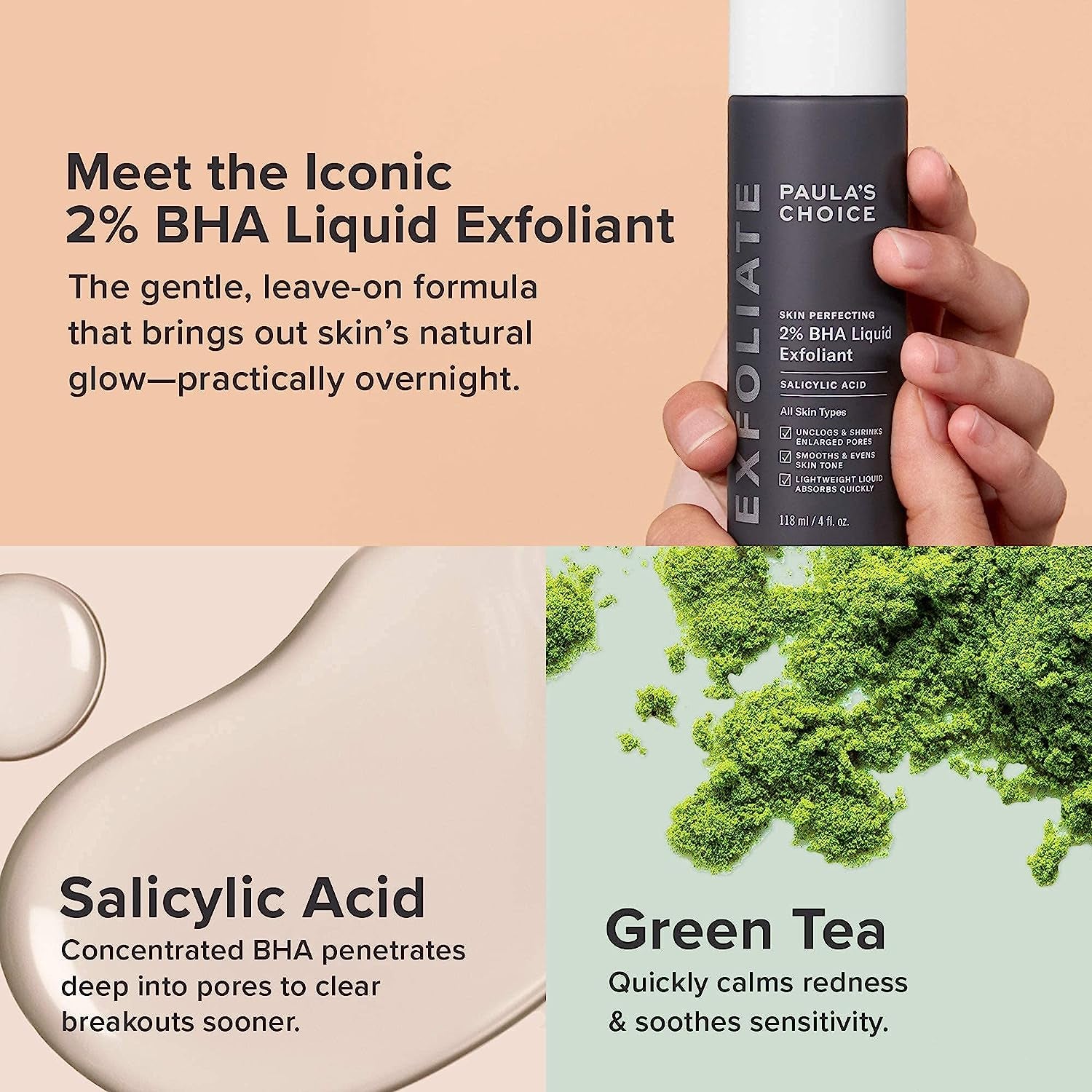 Paulas Choice--Skin PERFECTING 2% BHA Liquid Salicylic Acid Exfoliant--Facial Exfoliant for Blackheads, Enlarged Pores, Wrinkles & Fine Lines, 4 Oz Bottle