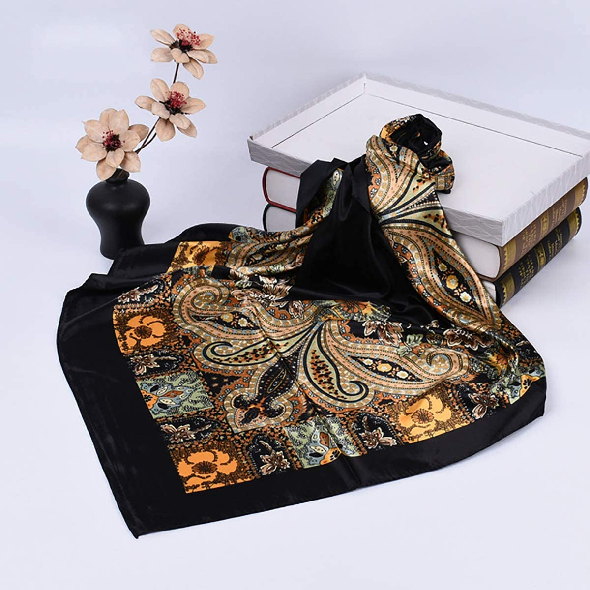 35 Inches Women Head Scarf Hair Bandanas - 4PCS Square Satin Head Scarves for Women Silk like Hair Kerchief Banadanas