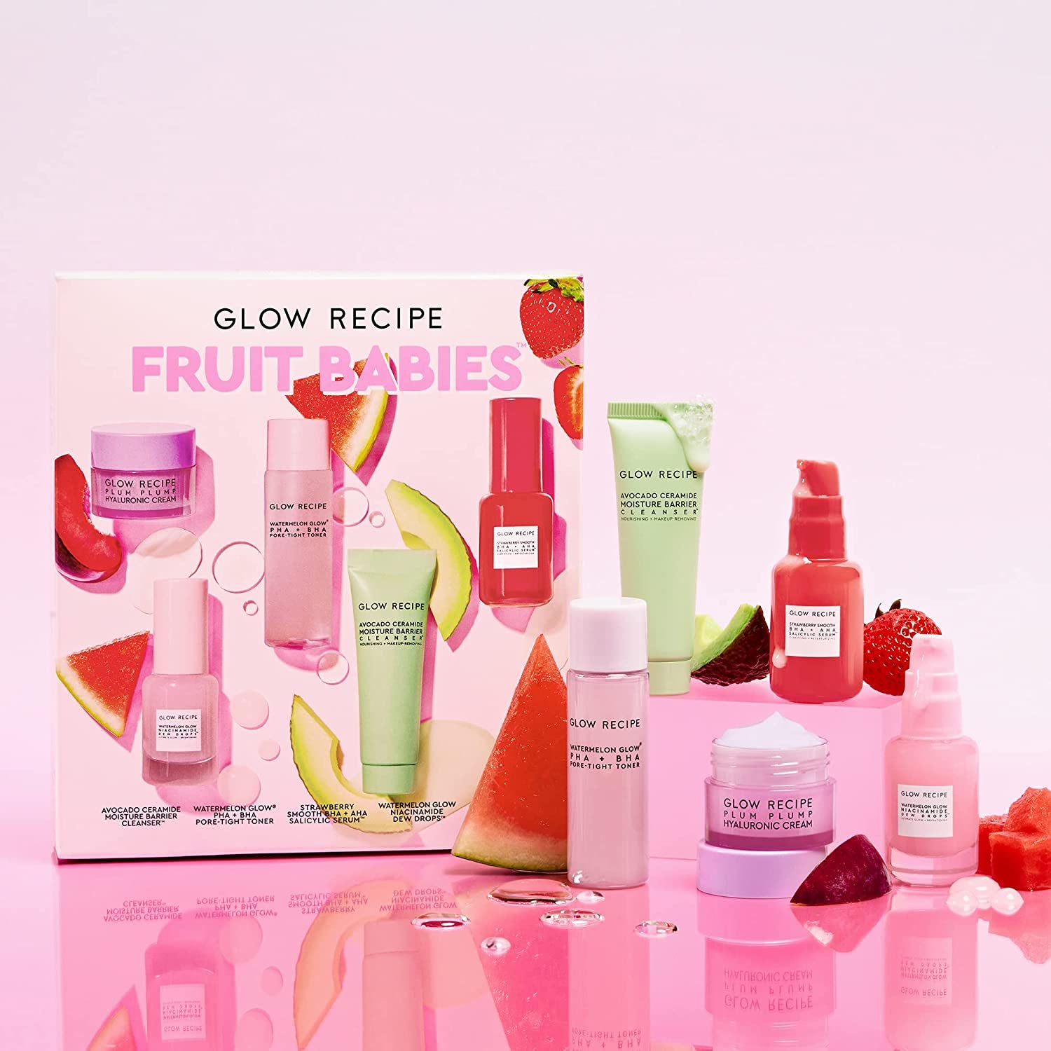 - Fruit Babies Bestsellers Kit - Mini Travel Size Beauty Essentials - Avocado Foam Cleanser, Niacinamide Dew Drops Serum, Pore-Tight Toner, Salicylic Serum, Hyaluronic Acid Cream (5 Count)