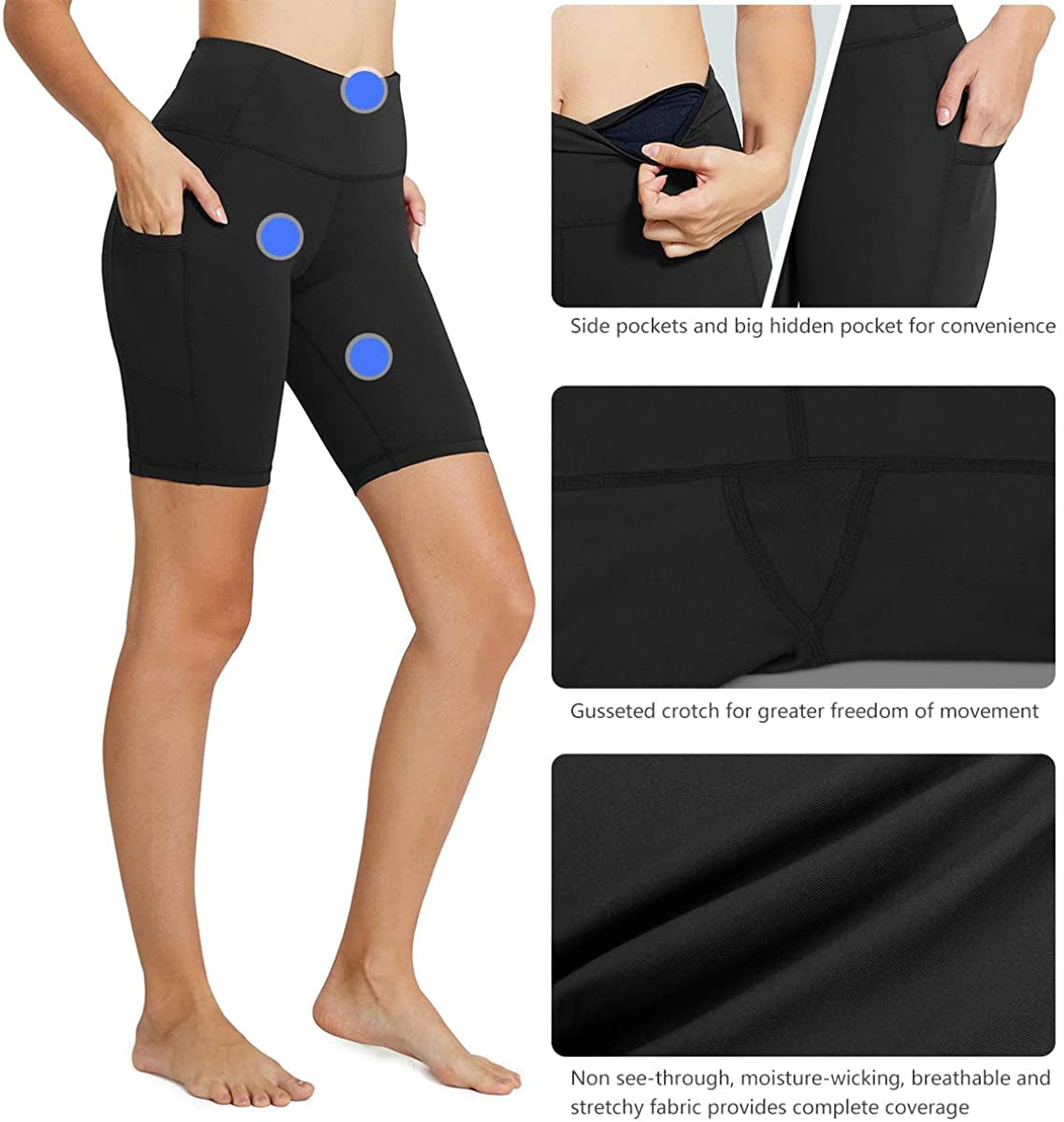 Women'S 8"/ 7"/ 5" High Waist Biker Shorts Yoga Running Volleyball Workout Gym with Pockets for Summer