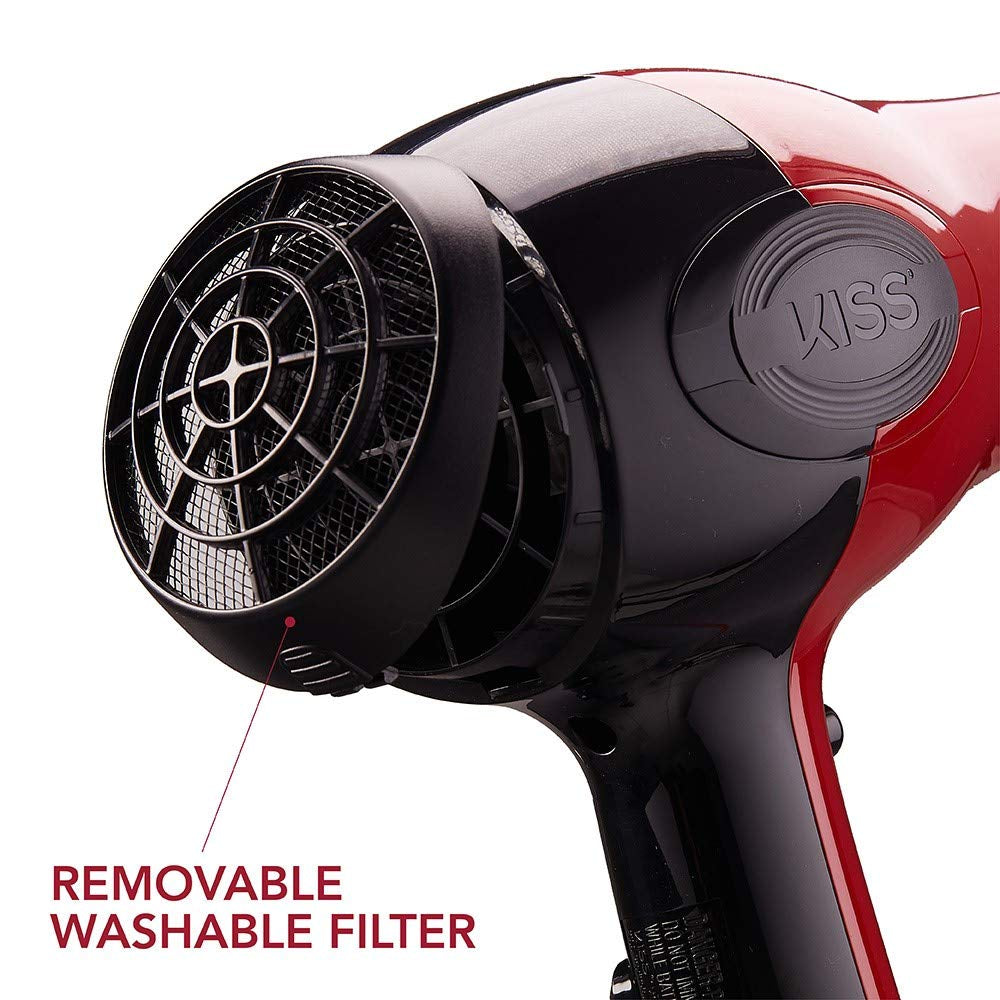 1875 Watt Pro Tourmaline Ceramic Hair Dryer, 3 Heat Settings, 2 Speed Slide Switch, Cool Shot Button, 2 Detangler Combs, 1 Concentrator, 1 Diffuser, Removable Filter Cap & 4 Sectioning Clips