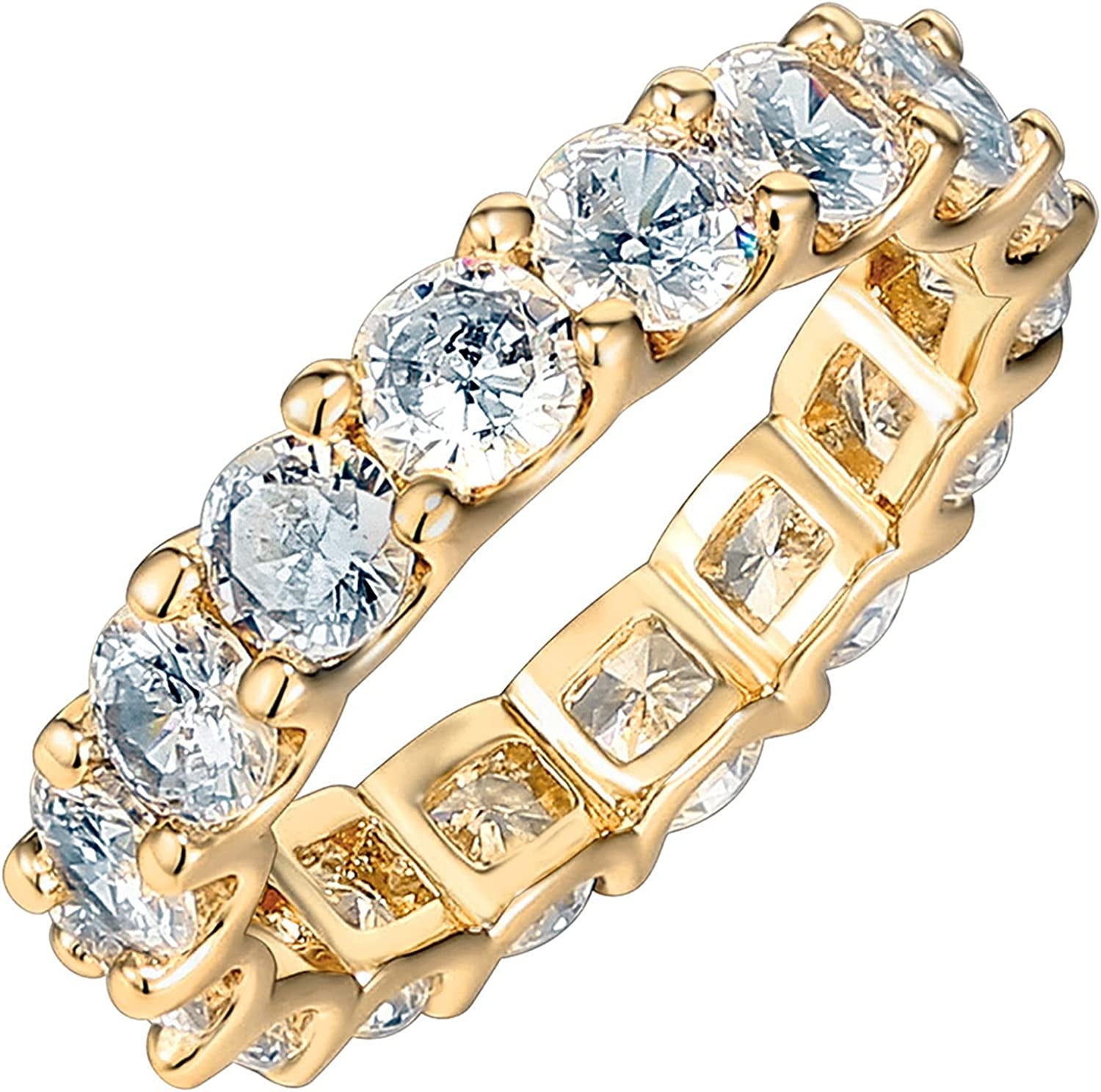 14K Gold Plated Rings Cubic Zirconia Love Ring | 4Mm Stackable Rings for Women | Gold Rings for Women