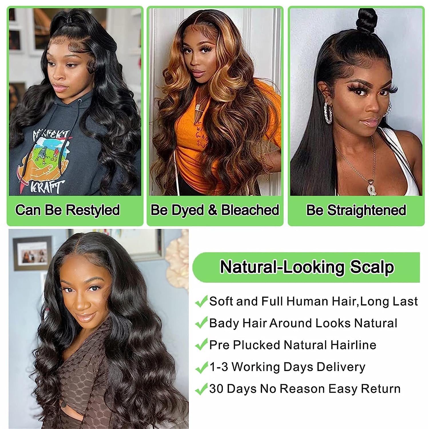 26 Inch Body Wave Lace Front Wigs Human Hair Pre Plucked 180% Density 13X4 HD Lace Front Wigs for Black Women, Glueless Wigs Unprocessed Brazilian Virgin Human Hair with Baby Hair Bleached Knots