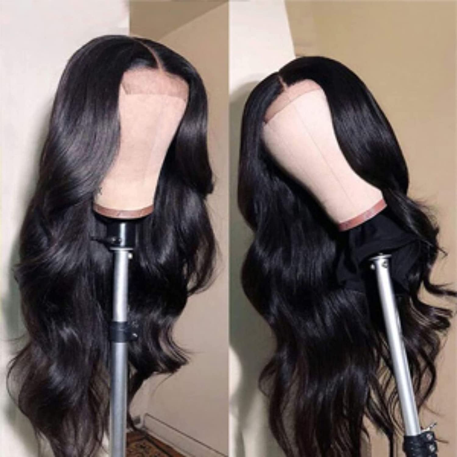 5X5 HD Lace Closure Wigs Human Hair 5X5 Body Wave Closure Wig for Women Virgin Human Hair Pre Plucked with Baby Hair 150% Density 5X5 Closure Wig True to Length Natural Black Color 26 Inch