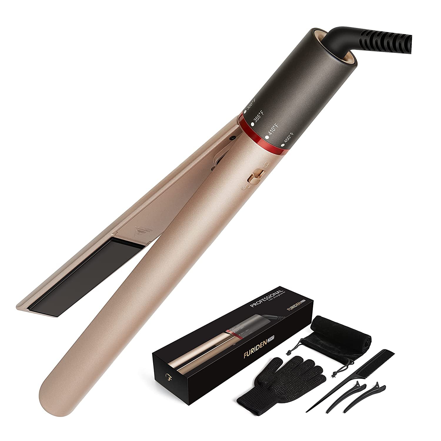 2IN1 Hair Straightener, Flat Iron Hair Straightener, Hair Straightener and Curler 2 in 1, Flat Iron Curling Iron in One, Curling Straightening Iron Combo, round Flat Iron