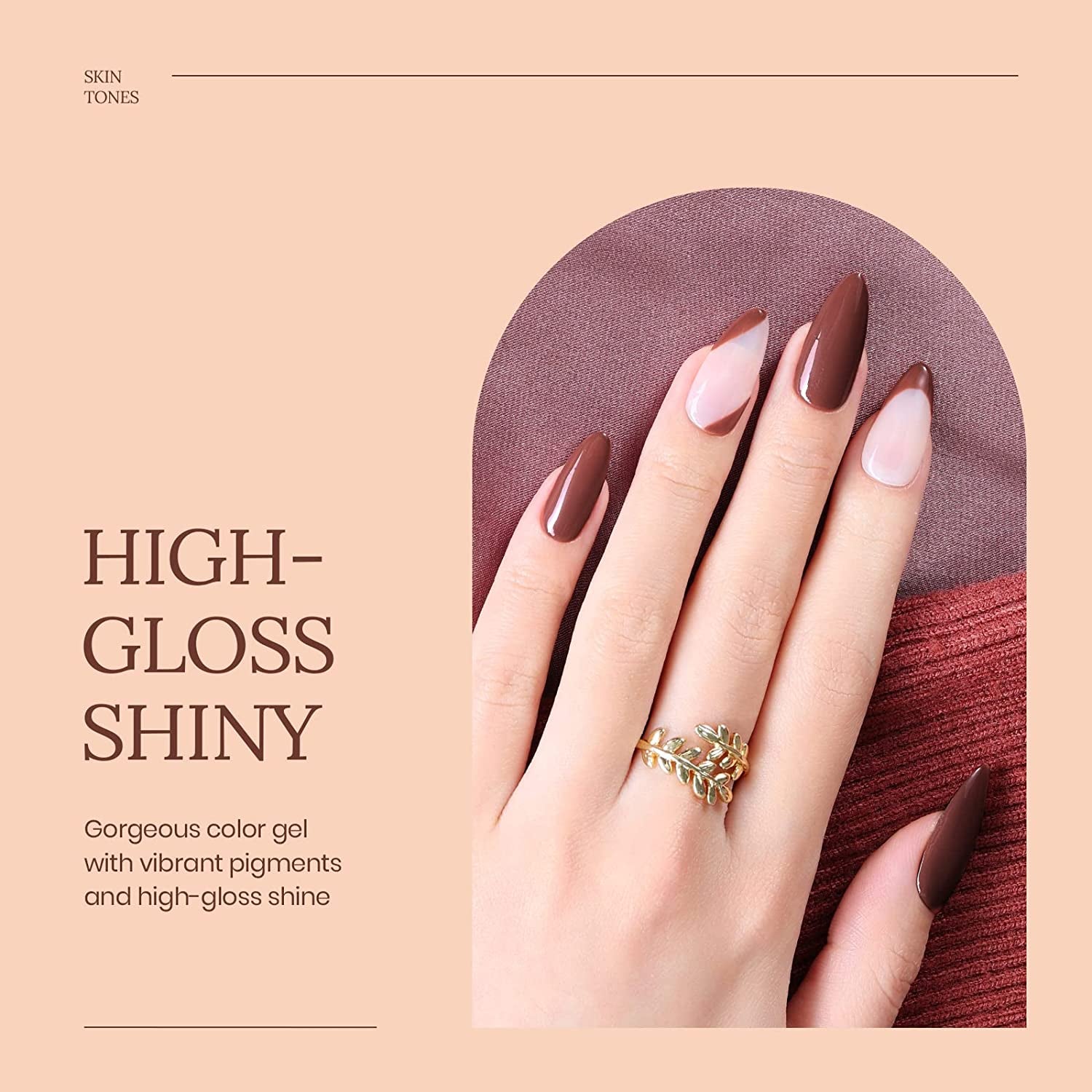 Nail Set 6 Colors Skin Tones Collection Nude Pink Brown Neutral Soak off Led Lamp Needed Manicure Diy Home for Women