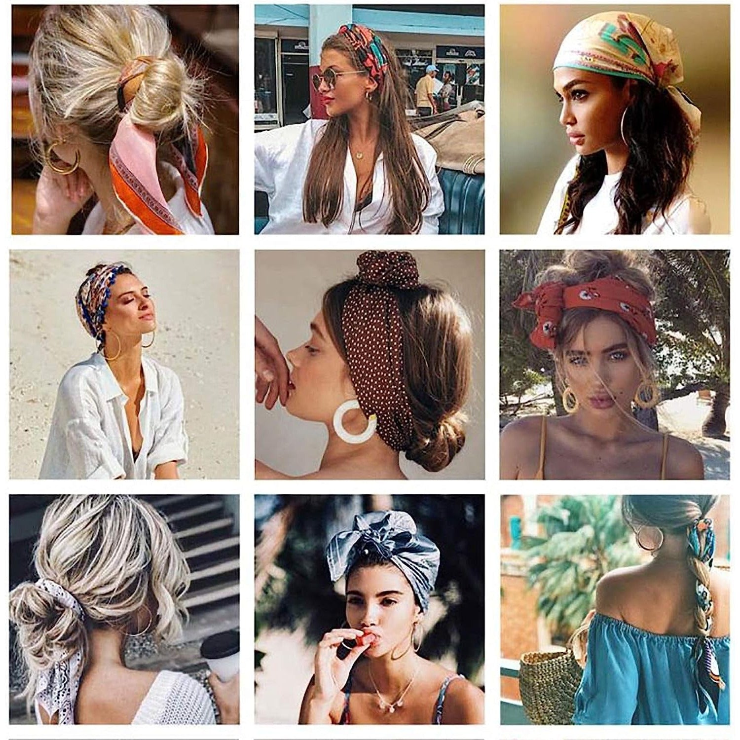 35 Inches Women Head Scarf Hair Bandanas - 4PCS Square Satin Head Scarves for Women Silk like Hair Kerchief Banadanas