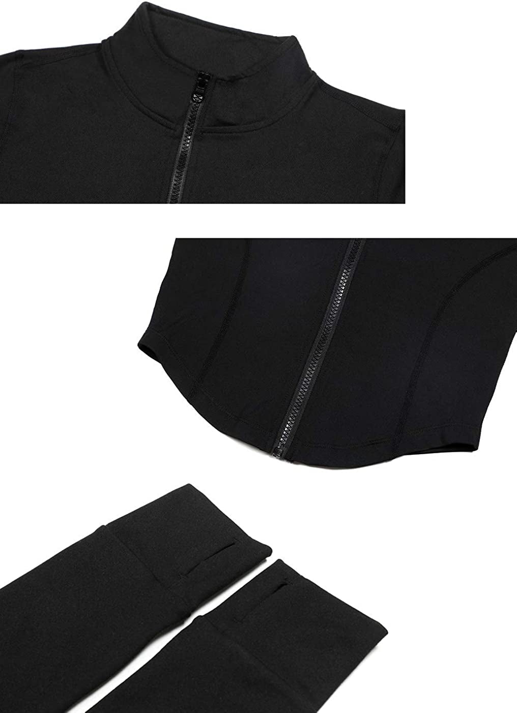 Women'S Athletic Full Zip Lightweight Workout Jacket with Thumb Holes