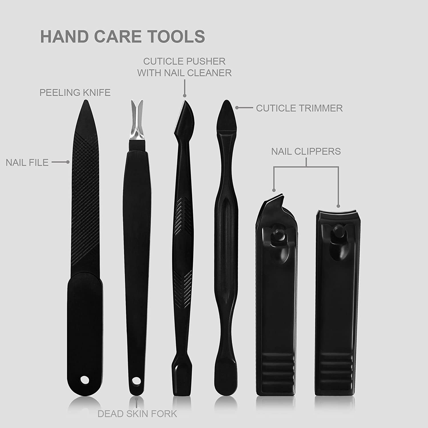 15 Pieces Manicure Set - Stainless Steel Manicure Nail Clippers Pedicure Kit - Professional Grooming Kits, Nail Care Tools with Luxurious Travel Case (Black)