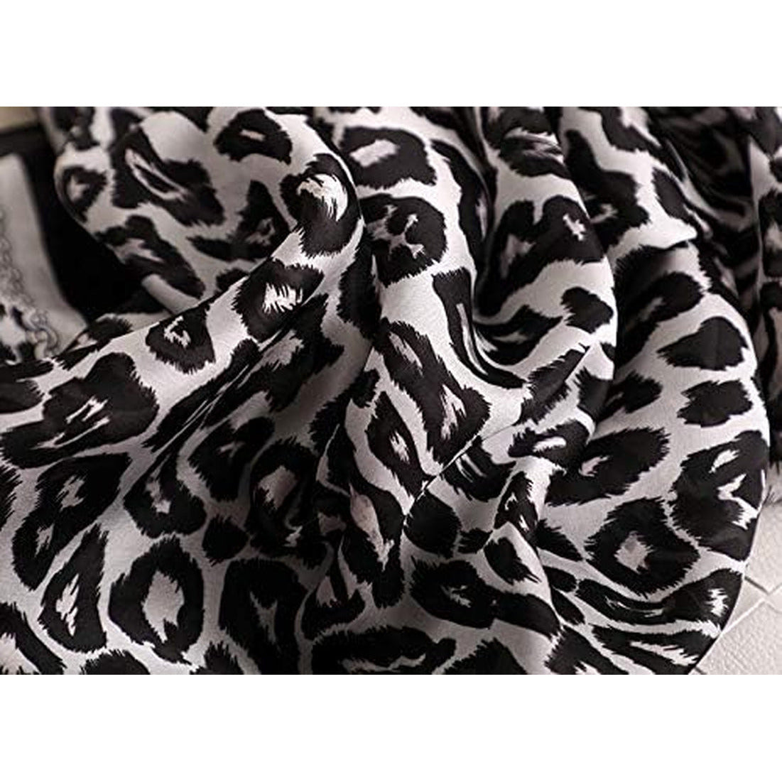 Women Fashion Leopard Print Silky Satin Scarf Large Shawl Head Wrap