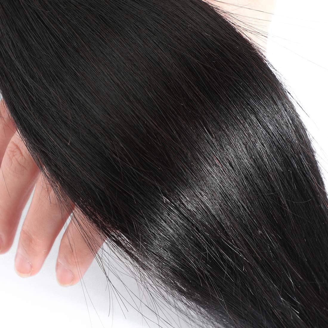 Misoun Brazilian Virgin Human Hair Straight Hair One Bundle 22Inch 100% Unprocessed Virgin Straight Human Hair Bundle Extension Weave Weft Natural Black Color (100+/-5G)/Bundle Can Be Dyed