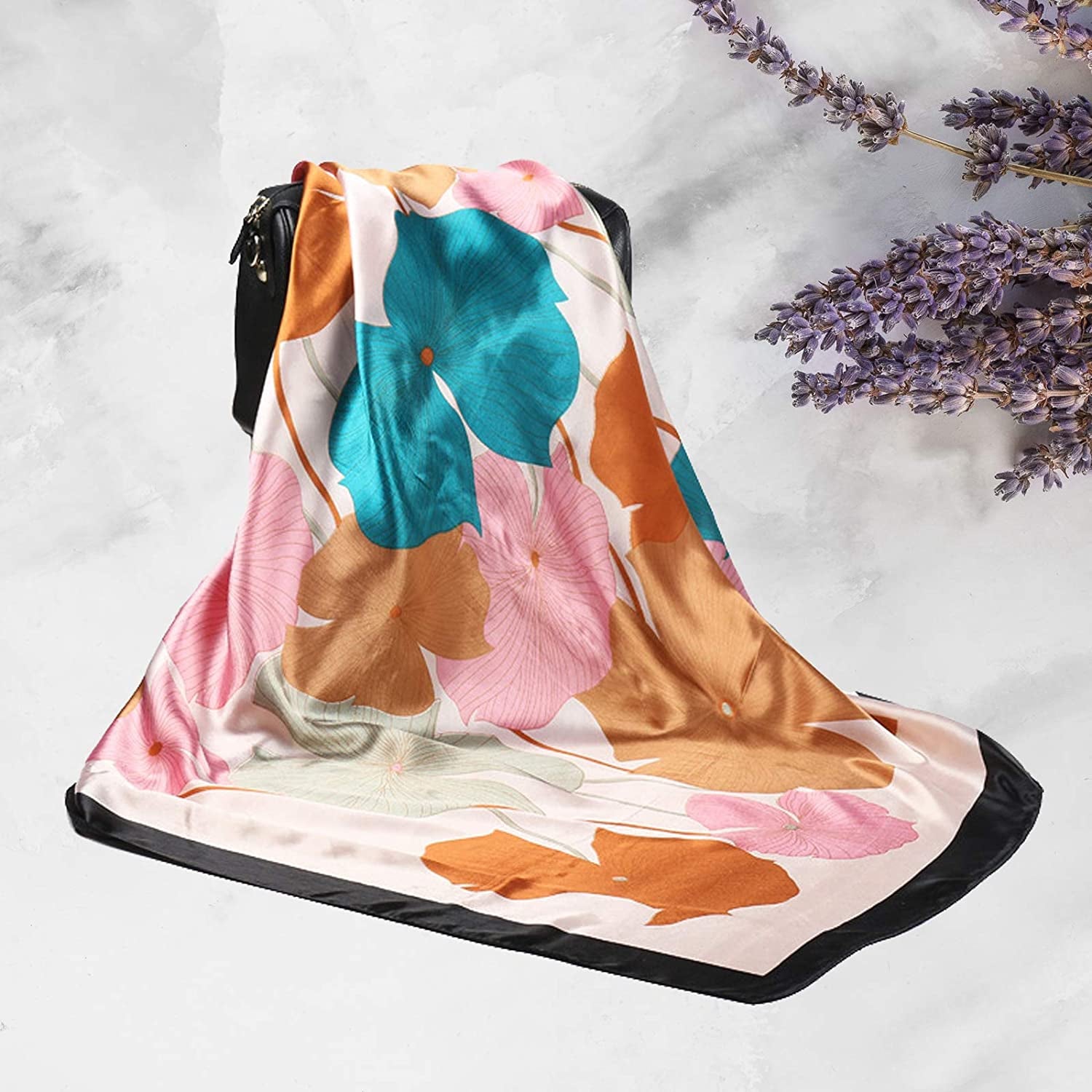 35 Inches Women Head Scarf Hair Bandanas - 4PCS Square Satin Head Scarves for Women Silk like Hair Kerchief Banadanas
