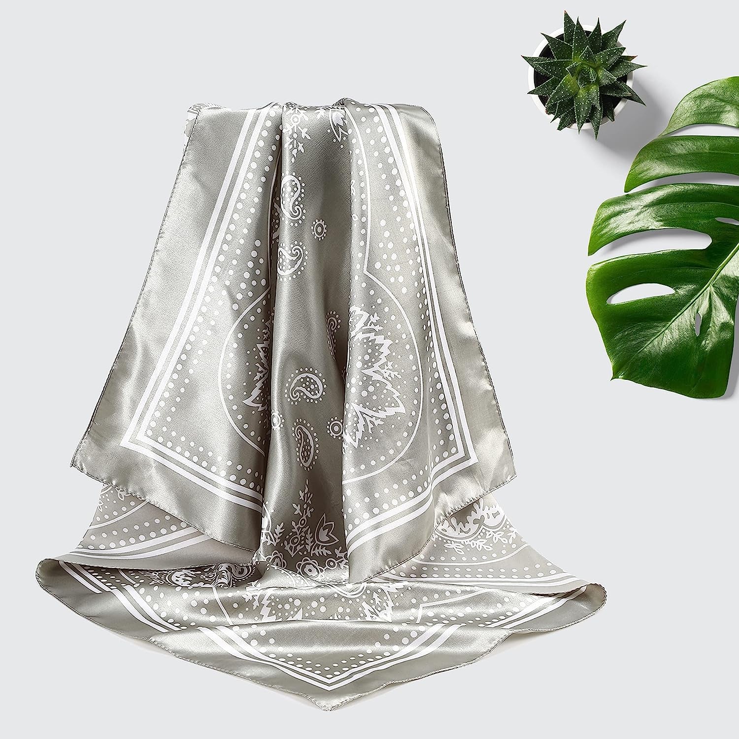 35 Inches Women Head Scarf Hair Bandanas - 4PCS Square Satin Head Scarves for Women Silk like Hair Kerchief Banadanas